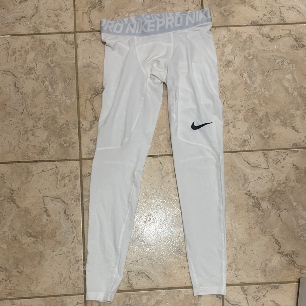 Nike White Leggings with Gray Waistband